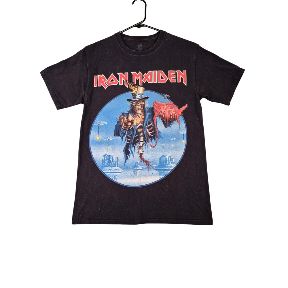 Iron Maiden Eddie Uncle Sam Rock Band Graphic T-Shirt Mens Black Hanes 2013 Sz S